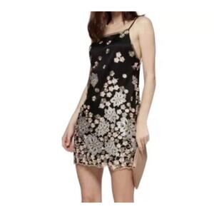 Anthropologie Backstage Women's Floral Embroidered Dress Black Size Large